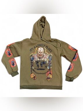 Graphic Skull Hoodie Streetwear Size Large Front & Back Print